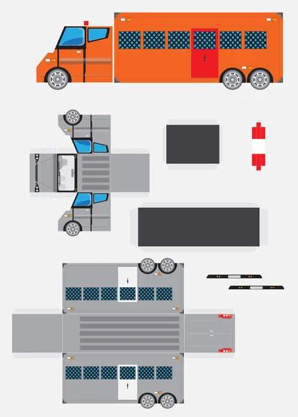 Prison Truck Paper Model Cortar Pegar — Vector de stock