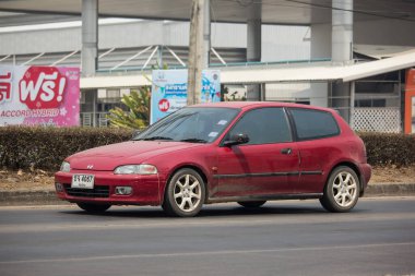 Chiangmai, Tayland - 19 Mart 2020: Honda Automobile, Honda Civic 'ten özel sedan araba. 1001 no 'lu yolda. Chiangmai İş Alanından 18 km uzakta..