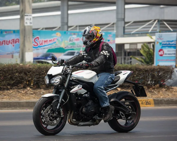 Chiangmai Таїланд Квітня 2020 Private Man Triumph Bigbike Motorcycle Фото — стокове фото