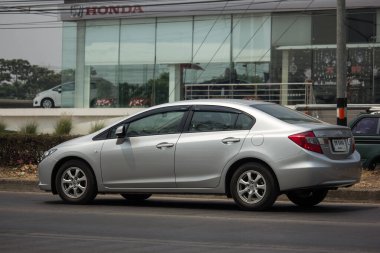 Chiangmai, Tayland - 25 Mart 2020: Honda Automobile, Honda Civic 'ten özel sedan araba. 1001 no 'lu yolda. Chiangmai İş Alanından 18 km uzakta..