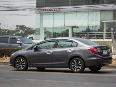 Chiangmai, Tayland - 25 Mart 2020: Honda Automobile, Honda Civic 'ten özel sedan araba. 1001 no 'lu yolda. Chiangmai İş Alanından 18 km uzakta..