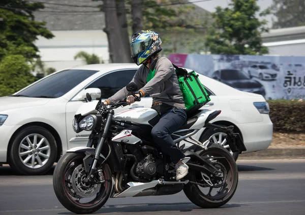 Chiangmai Thailand Mars 2020 Leverans Service Man Rida Motercycle Grab — Stockfoto
