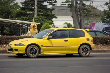 Chiangmai, Tayland - 25 Mart 2020: Honda Automobile, Honda Civic 'ten özel sedan araba. 1001 no 'lu yolda. Chiangmai İş Alanından 18 km uzakta..