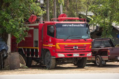 Chiangmai, Tayland - 14 Nisan 2020: Maehea Alt Bölge İdare Örgütü itfaiye kamyonu. 1001 no 'lu yolda, Chiangmai İş Alanından 8 km uzakta..