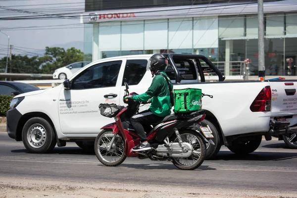 Chiangmai Tajlandia Maja 2020 Dostawa Człowiek Jeździć Motocyklem Grab Żywności — Zdjęcie stockowe