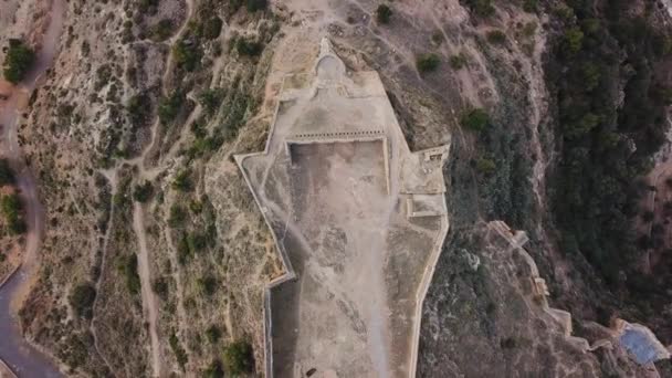 Vista dall'aria sul castello Sagunto vicino a Valencia — Video Stock
