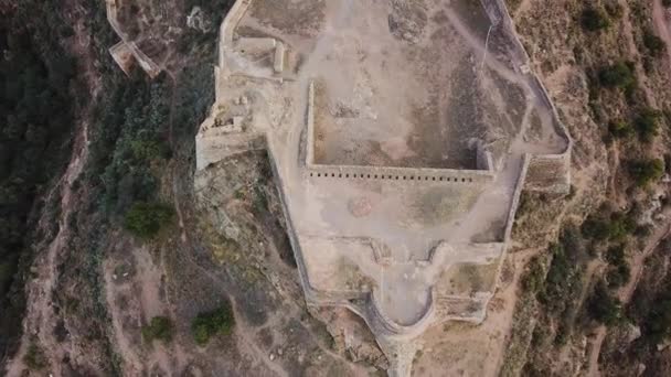 Θέα από τον αέρα στο κάστρο Sagunto κοντά Βαλένθια — Αρχείο Βίντεο