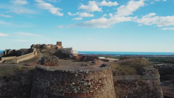 View from air on castle Sagunto near Valencia — Stock Video
