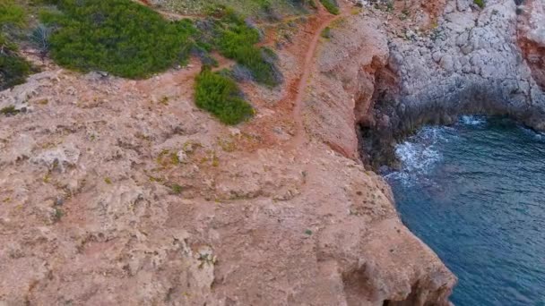 A view from the air to the coast and the sea near the city of Denia. District of Valencia, spring in Spain — Stock Video