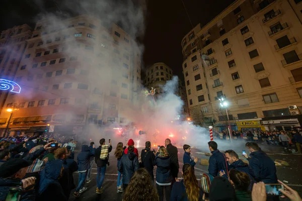 Noche de crema. Fin de la fiesta de Fallas, cuando todos los modelos de papel en la calle se queman. Patrimonio de la Humanidad Inmaterial por la Unesco. Valencia, España, 19 de marzo de 2019 . —  Fotos de Stock