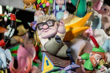 Las Fallas,papermache models are constructed then burnt in the traditional celebration in praise of St Joseph on March 15,2019 in Valencia, Spain. clipart
