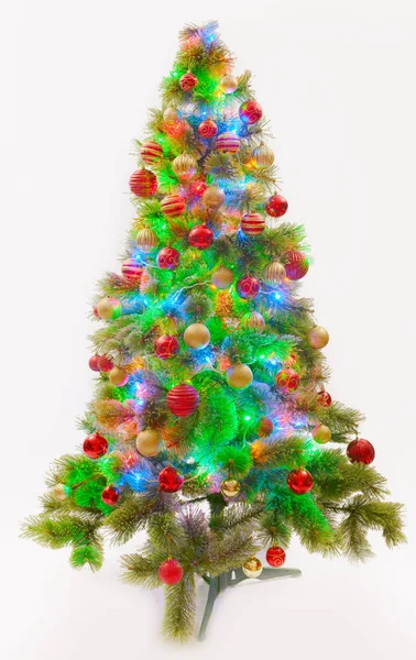 Geschmückter Weihnachtsbaum mit LED-Lichtern — Stockfoto