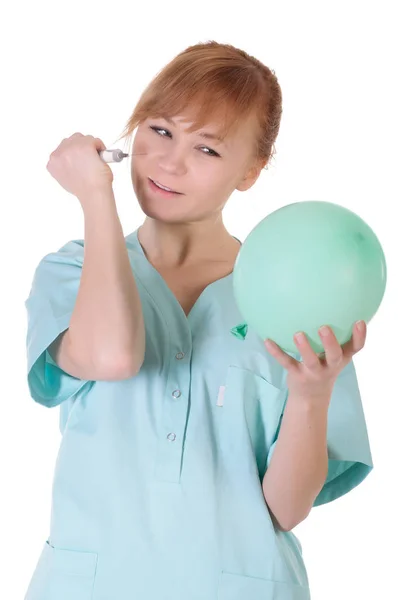 Woman doctor or nurse with syringe — Stock Photo, Image