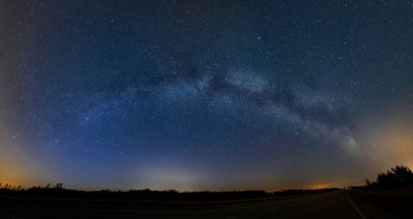 Milky Way panorama and road clipart