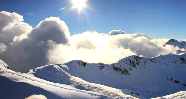 Picchi Montuosi Del Caucaso Krasnaya Polyana Villaggio Rosa Khutor Località — Foto Stock