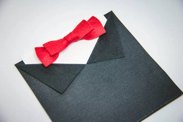 Postcard Gentleman Dengan Dasi Kupu Kupu Merah — Stok Foto