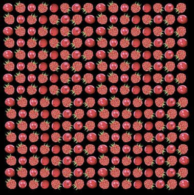 Ahududu ve kızılcık içeren doğal organik çilek deseni