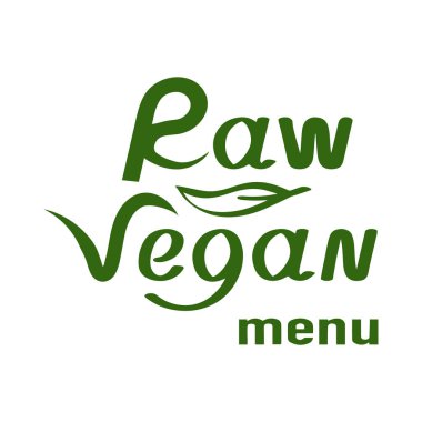 Çiğ Vegan menü el hat yazı yaprak ile yazılı