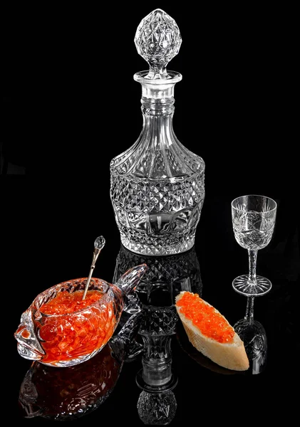 delicious aperitif with red caviar