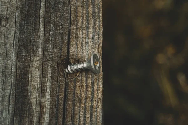 Cerca Madera Áspera Fondo Uñas Oxidadas — Foto de Stock