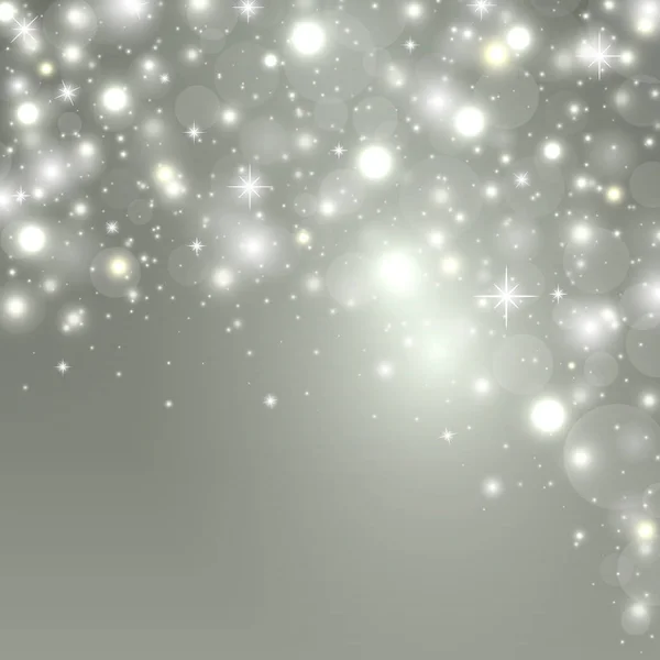 Fundo de Natal com luzes, estrelas cintilantes e lugar para texto. Ilustração vetorial —  Vetores de Stock