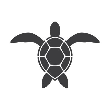 Küçük deniz kaplumbağasının vektör silueti. Beyaz arkaplanda izole