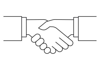 Vektör siyah çizgili iş adamları. El sıkışıyoruz. Beyaz arkaplanda izole.