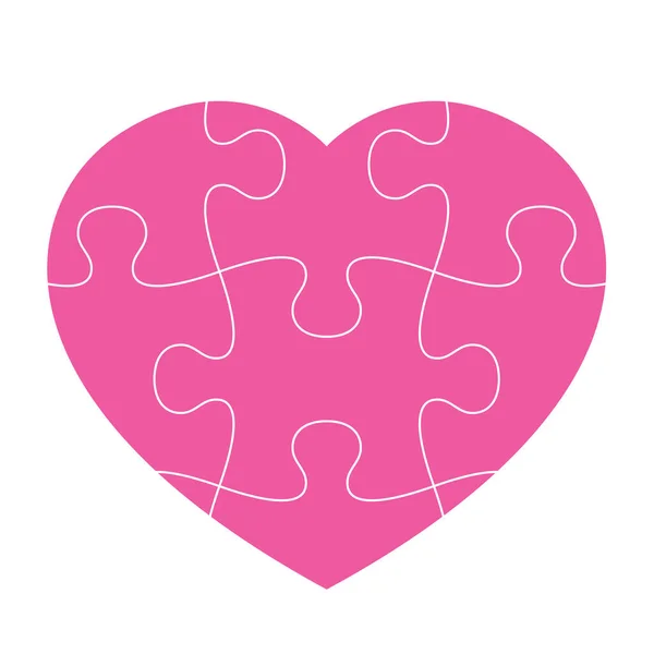 Vector Rosa Herz Logo Aus Puzzleteilen Isoliert Auf Weißem Hintergrund — Stockvektor