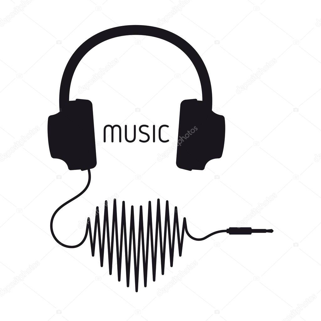 Vector Silueta Icono Negro Auriculares Con Corazón Forma Cordón Aislado  Vector de stock por ©kwaczek 362000408, image size:1024x1024