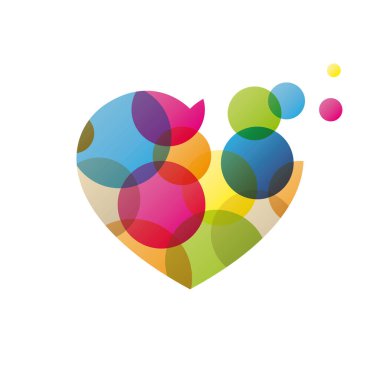 Renkli noktalarla dolu yaratıcı vektör soyut kalp. Beyaz arkaplanda izole