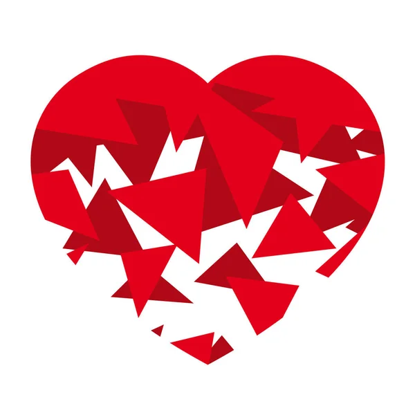Vektor Rote Kunstsymbol Herz Dreiecke Isoliert Auf Weißem Hintergrund — Stockvektor