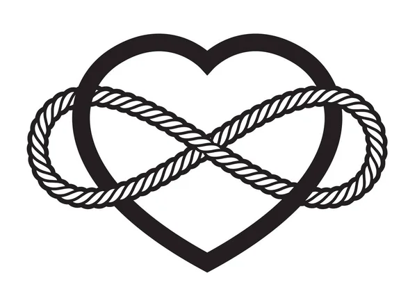 Tatouage Vectoriel Symbole Amour Sans Fin Isolé Sur Fond Blanc — Image vectorielle