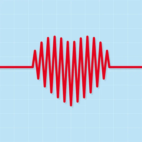 Corazón Vectorial Late Cardiograma Sobre Fondo Azul Claro — Vector de stock