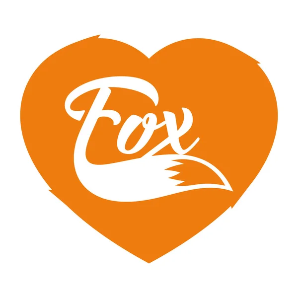 Logo Zorro Con Cola Corazón Naranja Aislado Sobre Fondo Blanco — Vector de stock