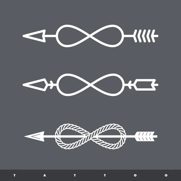 Vector Set Tattoo Pijlen Oneindig — Stockvector