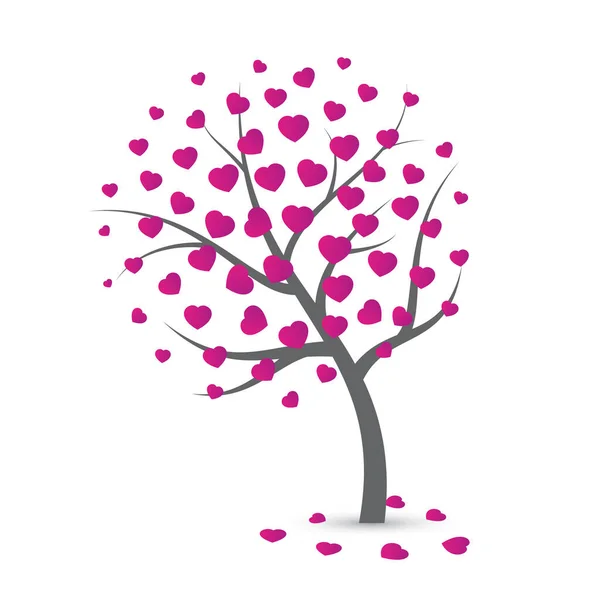 Ilustración Vectorial Árbol Abstracto Con Corazones Aislado Sobre Fondo Blanco — Archivo Imágenes Vectoriales