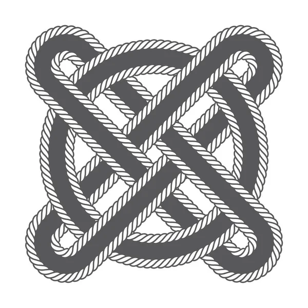 Vector Rope Celtic Tattoo Ornament Isolated White Background — Stock Vector