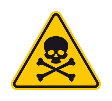 Vektör sarı tehlike işareti ölüm tehlikesi. Beyaz arkaplanda izole.