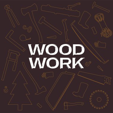 Ahşap işleme araçları ile vektör arkaplan