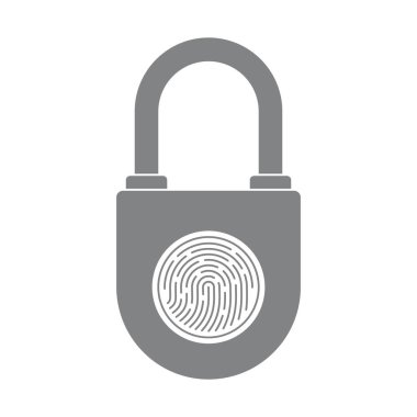 Parmak iziyle vektör ikonu asma kilidi açılıyor. Beyaz arkaplanda izole.