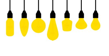 Beyaz arkaplandaki çeşitli ampul türlerini yönlendir