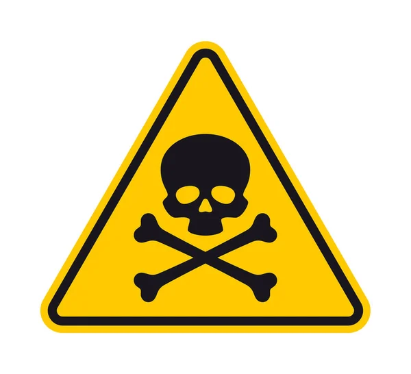 Vektör Sarı Tehlike Işareti Ölüm Tehlikesi Beyaz Arkaplanda Izole — Stok Vektör