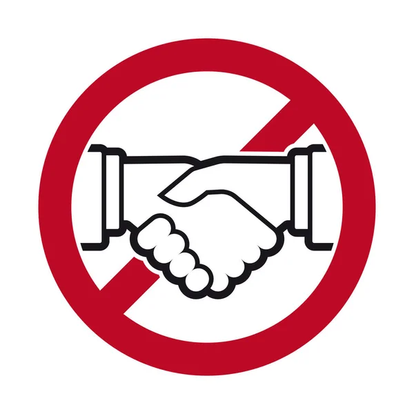 Vector Red Circle Symbol Prohibition Handshake Silhouette Handshake Isolated White — Stock Vector
