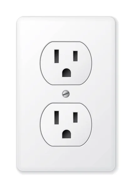 Realistic Vector White Socket Electrical Outlet Usa — Stock Vector