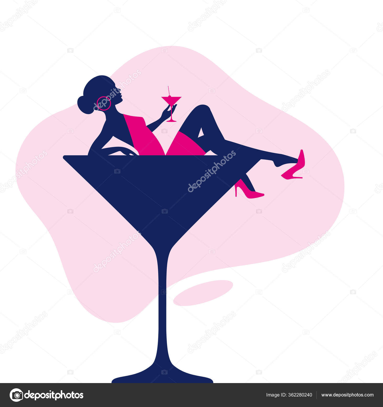 Girl In Martini Glass Vector