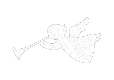 Çiçek desenli bir taşıyıcı melek. Beyaz bir arkaplanda izole edilmiş.