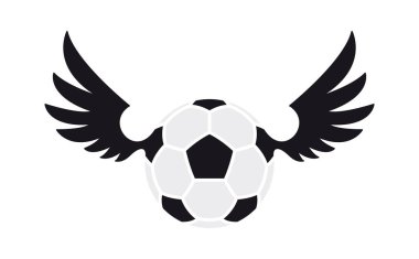 Melek kanatlı vektör futbol topu. Beyaz arkaplanda izole.