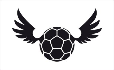 Kanatlı vektör futbol topu. Beyaz bir arkaplanda izole edilmiş.