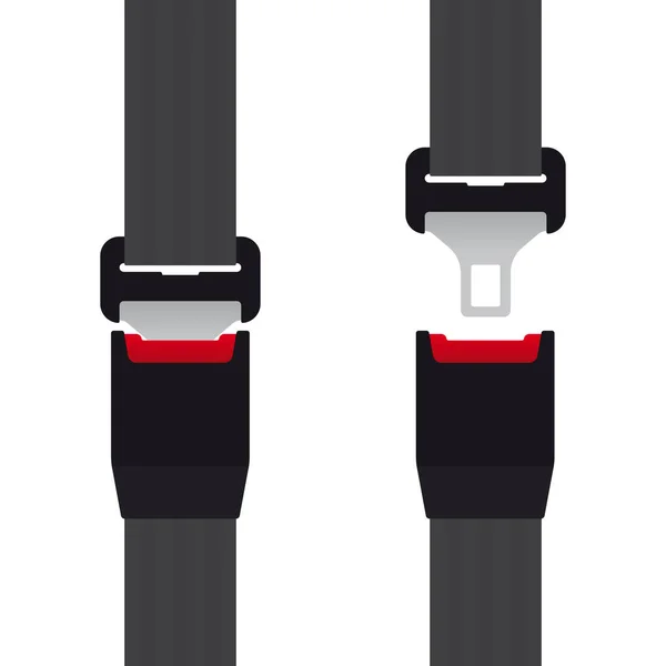 Cinturón Seguridad Realista Vectorial Para Protección Bloqueo Abierto Aislado Sobre — Vector de stock