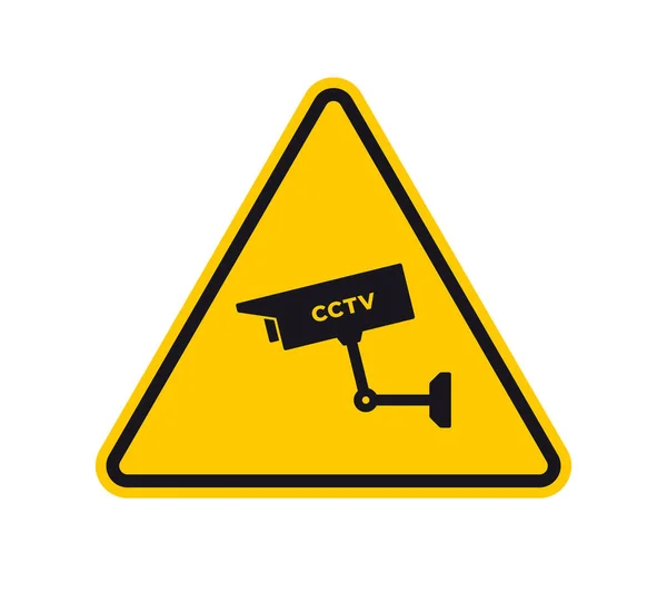 Vector Yellow Triangle Sign Black Silhouette Road Sign Cctv Security — Stock Vector